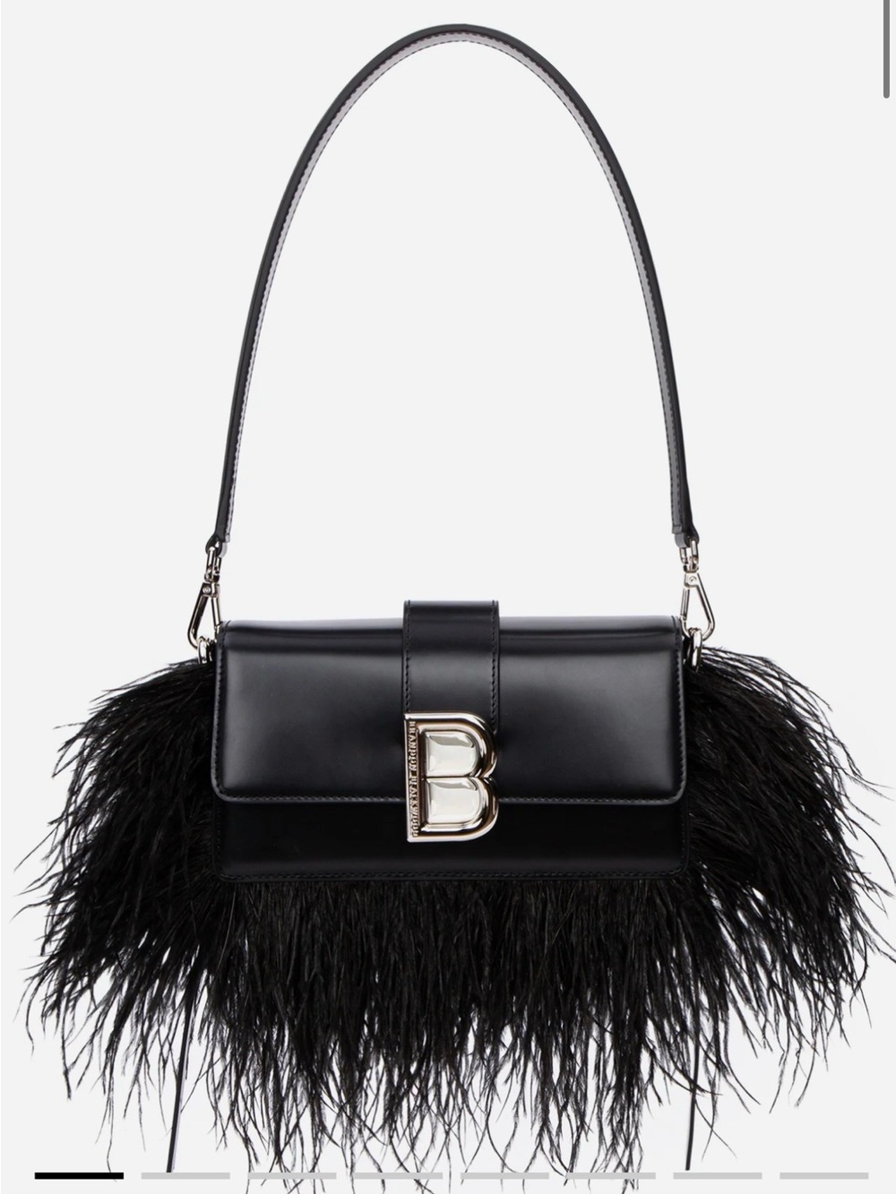 Brandon Blackwood Medium Nia Shoulder Bag With Black Feather Trim